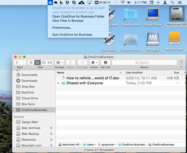 install onedrive for business mac